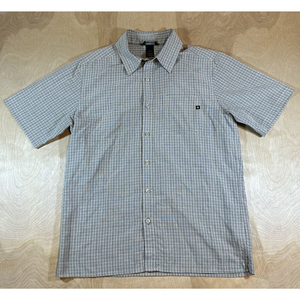 Marmot Mens Medium Multicolor Hiking Shirt Tan With Brown Black Plaid